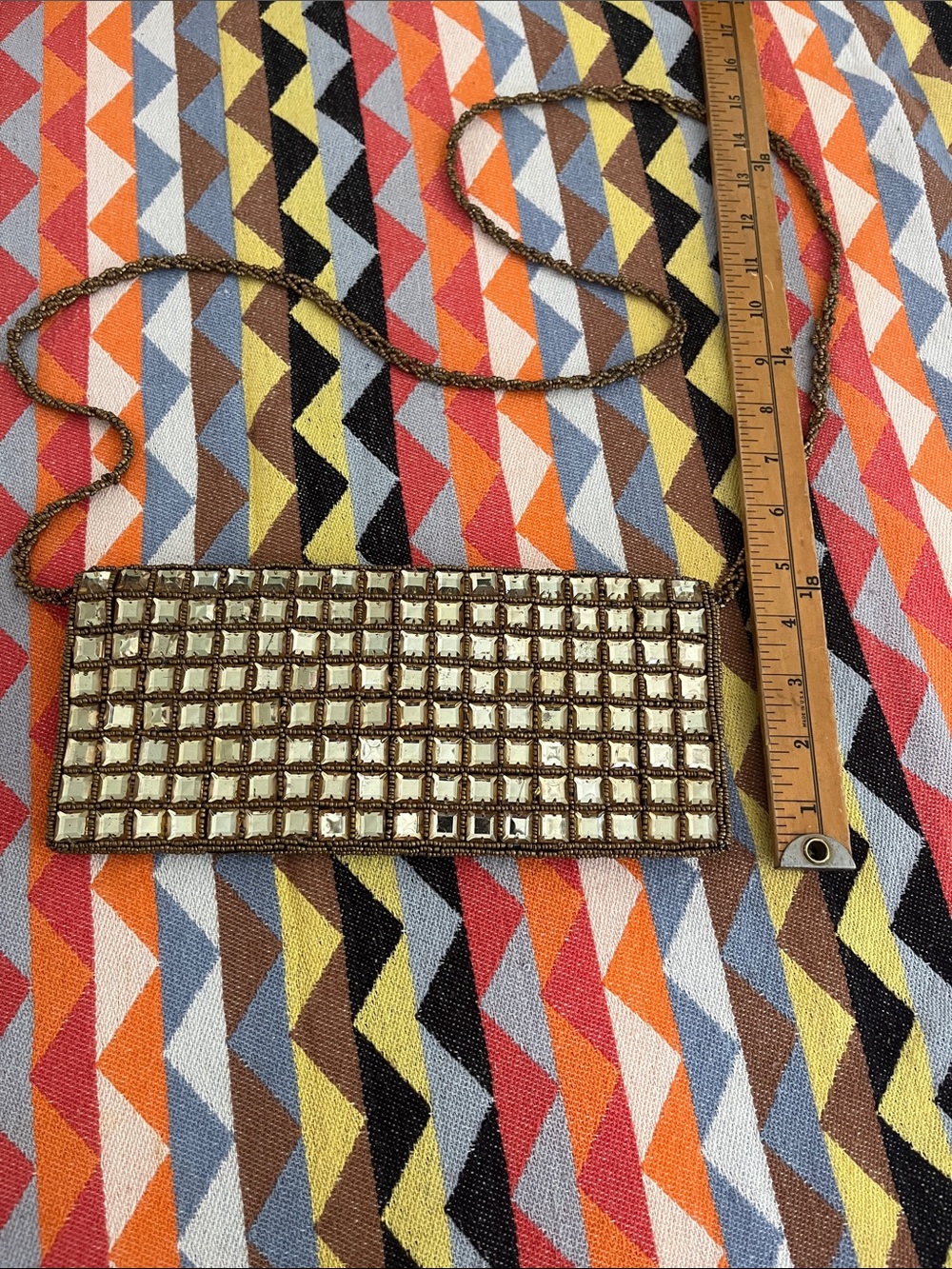 Embellished Brown Beaded Evening Clutch - Picture 6 of 7